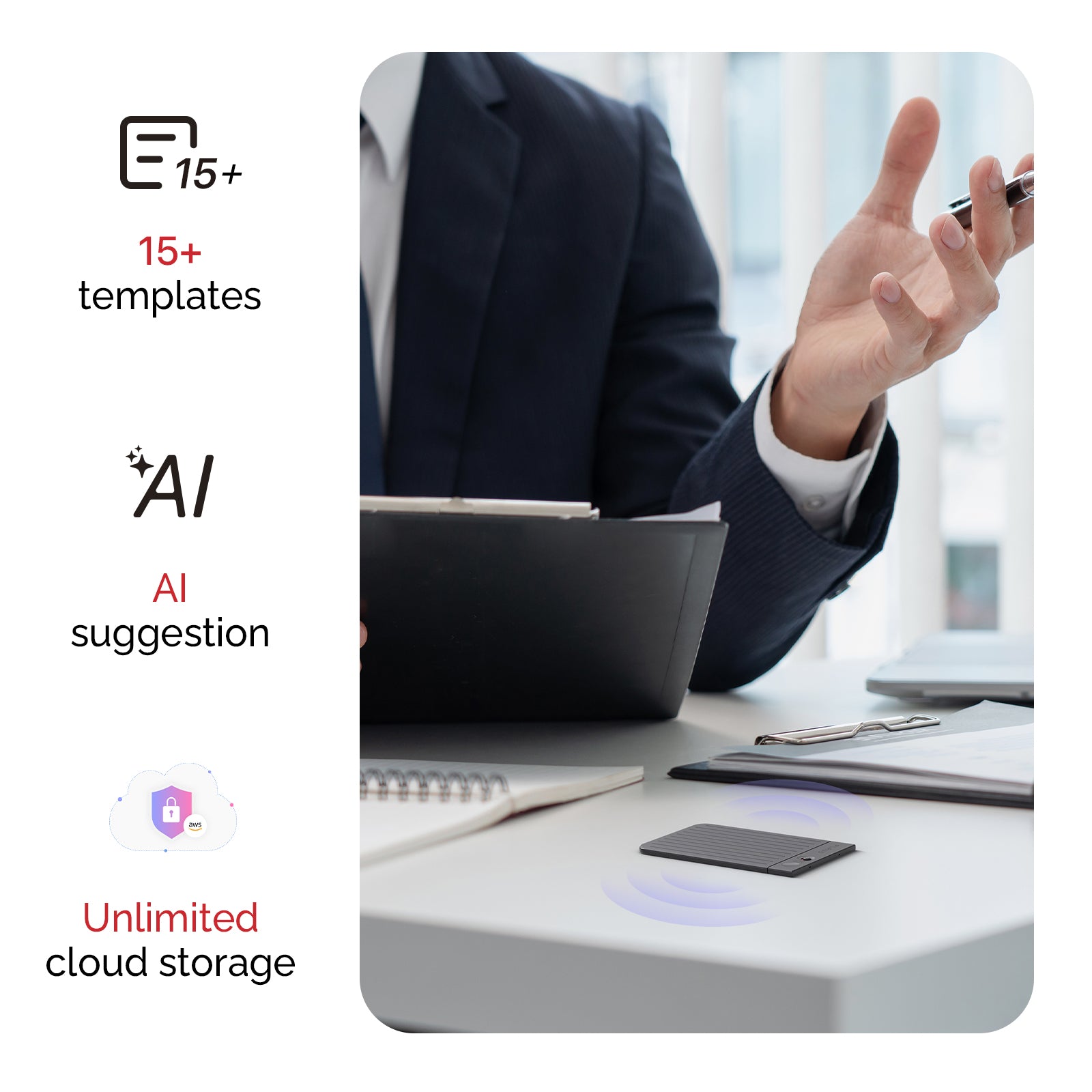 PLAUD NOTE AIボイスレコーダー  無料AI文字起こし＆要約機能込み（ケース付き）