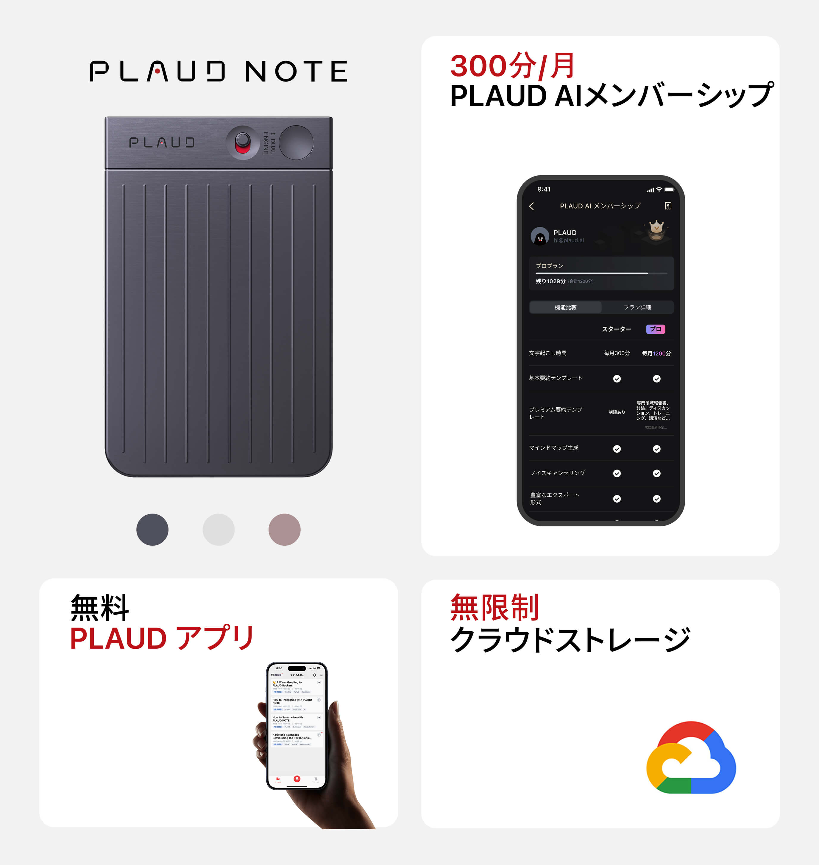 plaud noteのパッケージ権益と無料アプリ